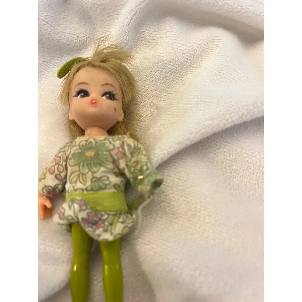 Vintage Hasbro Dolly Darkings Tea Time Miniature Doll Blonde Side Floral Outfit